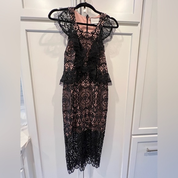 Alexis Narasse Lace Midi Racerback Dress. Pink Nude Lining. Size Small. - Picture 6 of 15